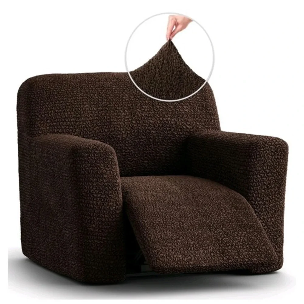 Paulato by Gaico Melodia Recliner Stretch Embossed Furniture Cover Dark Brown